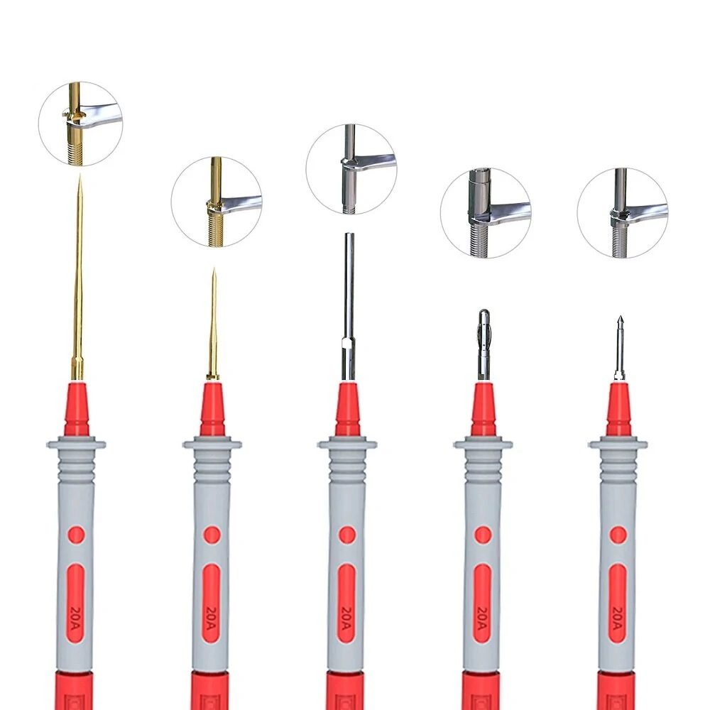 P1308D Silicone Multimeter Test Leads Kit - Gold-Plated Sharp Probes & Alligator Clips - Image 4