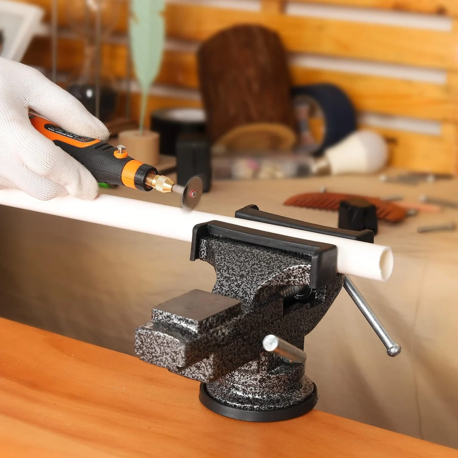 ENJOYWOOD Universal Bench Vise Table Clamp - 360 Swivel Base Heavy Duty Alloy Steel - Image 4