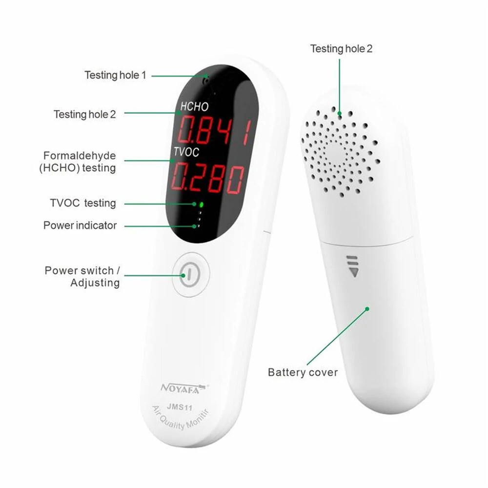 JMS11 Digital Air Quality Monitor - Formaldehyde TVOC Tester | LED Display - Image 5