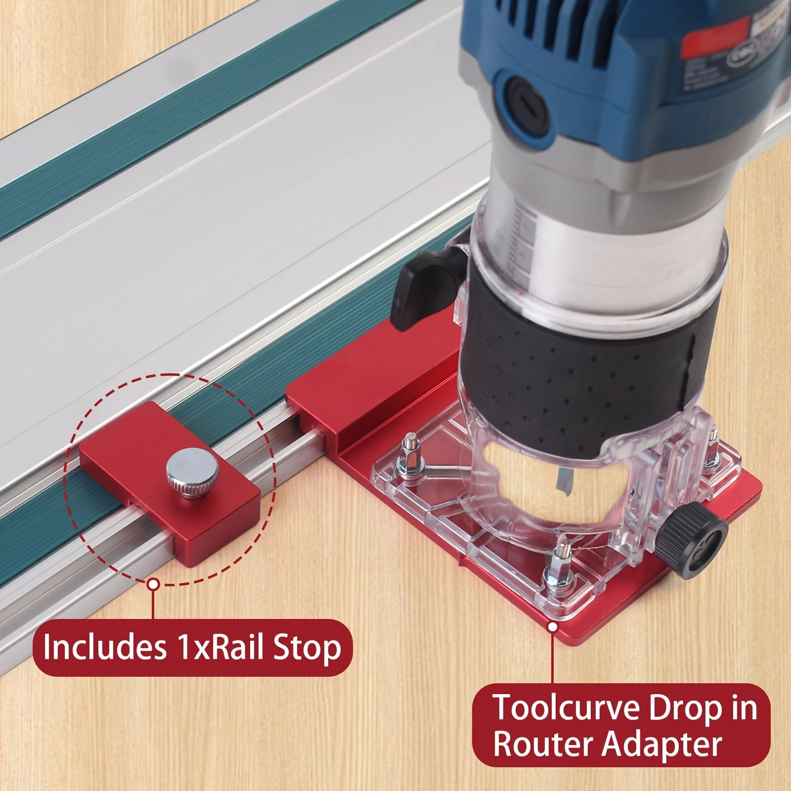 Aluminum Router Guide Rail Adapter | Straight Line Milling Groove Tool with Limiter - Image 3
