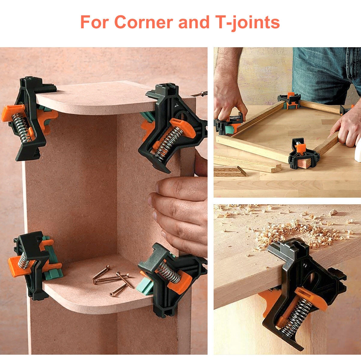 4pcs Right-angle Clip - 90 Degree Adjustable Woodworking Clamp | Spring-loaded Single-handle - Image 3