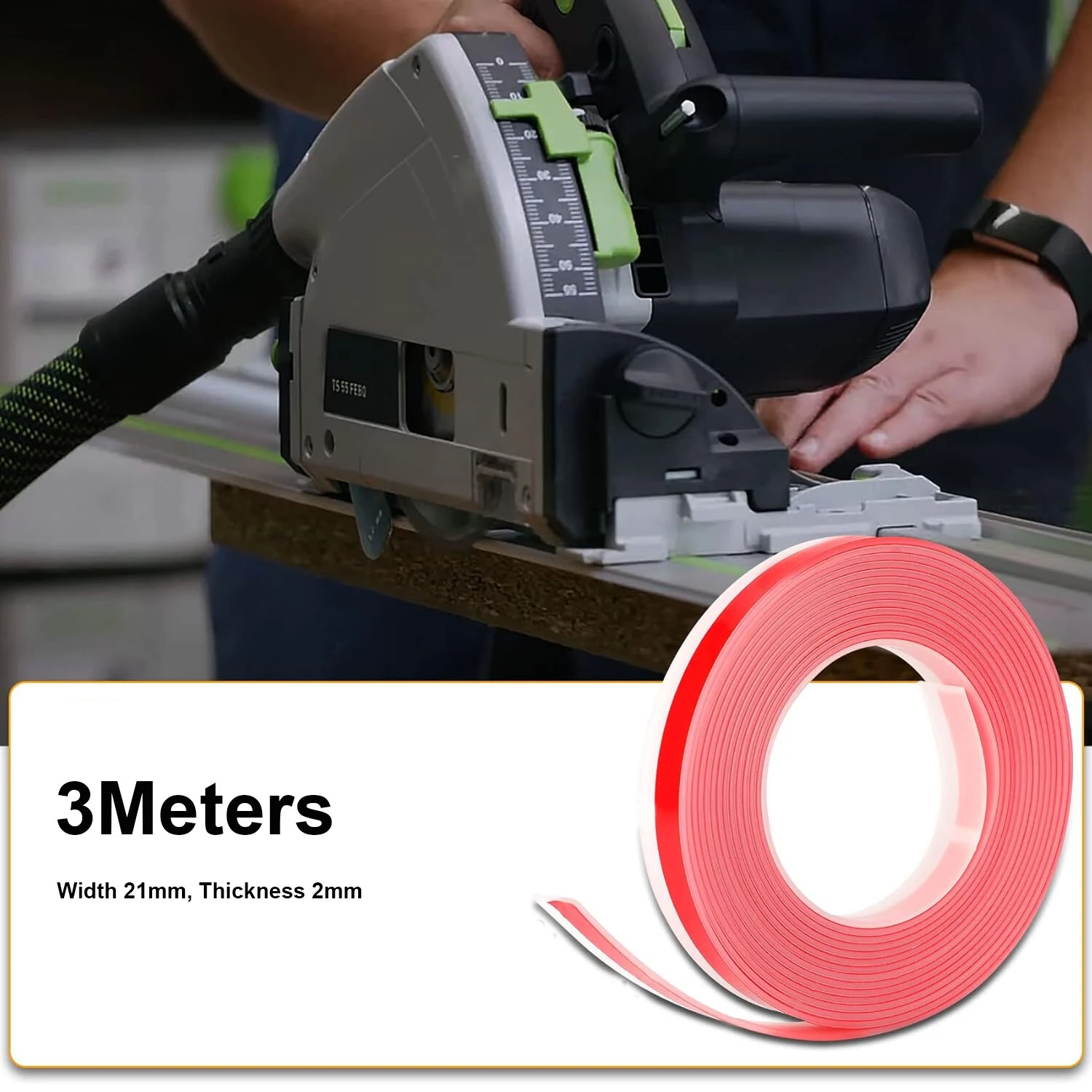Festool Track Saw Rail Splinter Guard Strip | 3m Self-Adhesive Replacement | FS2 FSK Guide Rail Compatible - Image 2