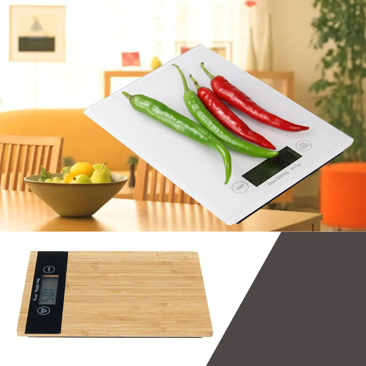 Digital Food Scale - Electronic Diet Balance Weight Measure - 5kg Max 1g Precision - Image 2