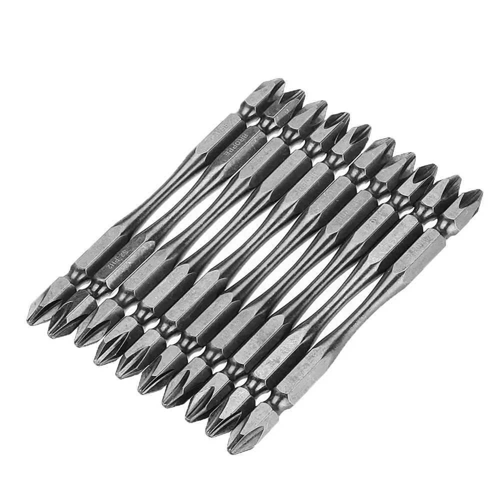 BROPPE 11Pcs PH2 S2 Alloy Steel Screwdriver Bit Set - 100mm Double Head with Magnetic Ring - Image 3