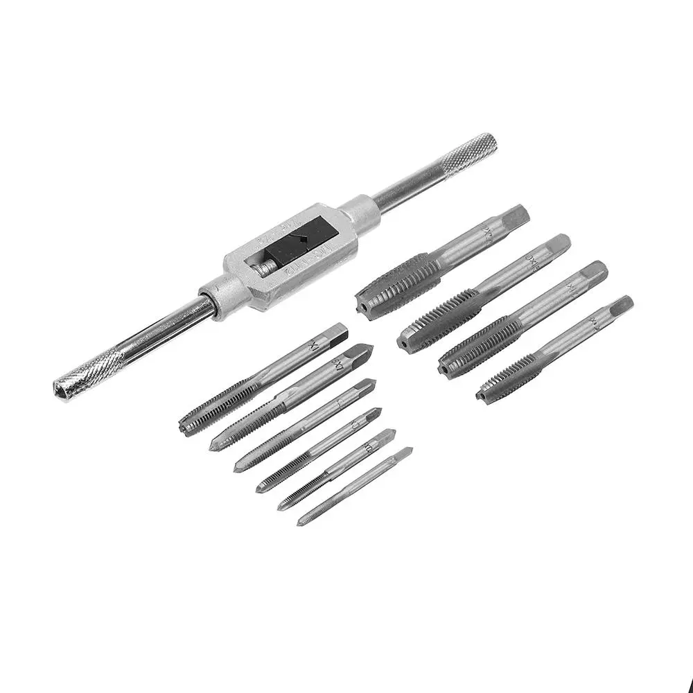 Drillpro M3-M12 Adjustable Tap Spanner with 10pc Hand Tap Set | Screw Threading Tool - Image 2