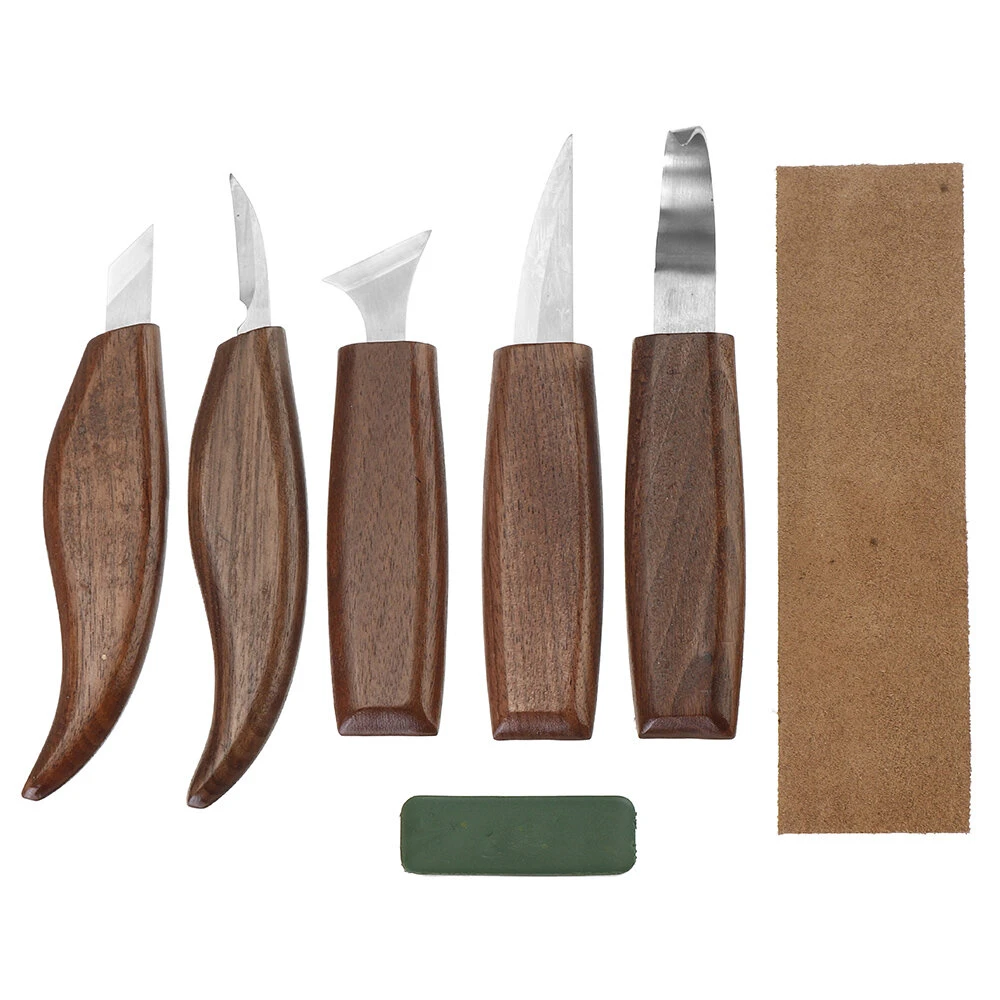 8Pcs Wood Carving Tools Set - Hook & Oblique Blades for Spoon, Bowl & Chip Carving - Image 2