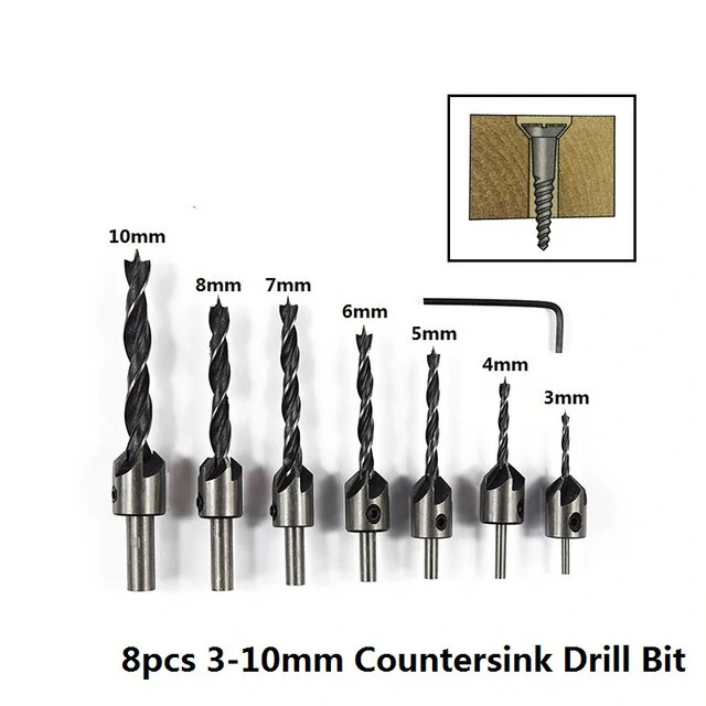 7PCS HSS Countersink Drill Bit Set | 3mm-10mm Woodworking Chamfer & Pilot Hole Cutter - Image 4
