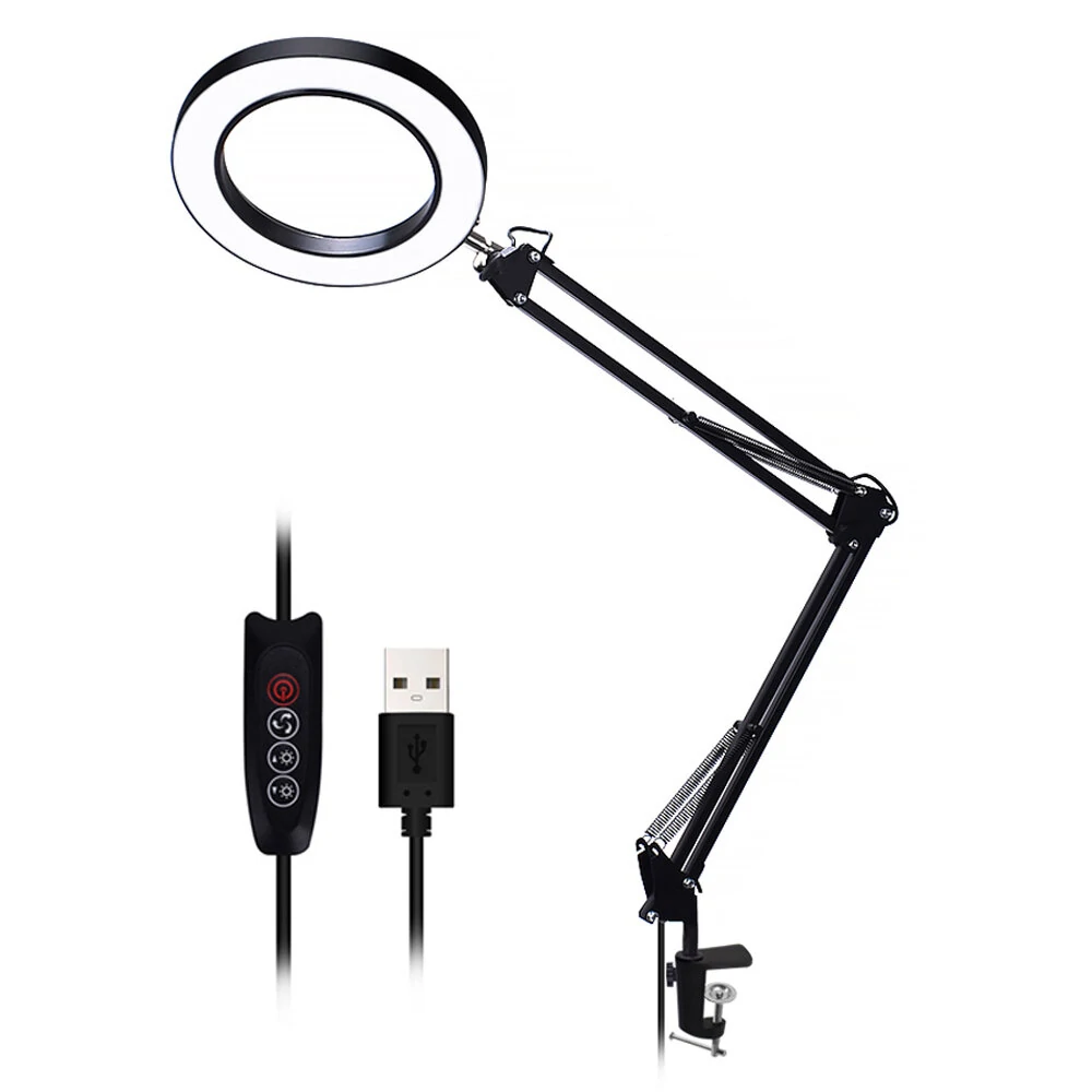 DANIU Flexible Desk Magnifier Lamp - 33cm LED with 5X USB Magnifying Glass - Image 5