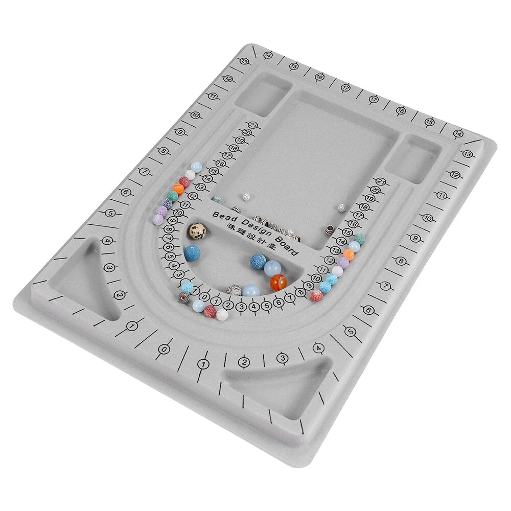 Gray Flocked Bead Board - DIY Jewelry Making Organizer Tray with Measuring Tool - Image 4