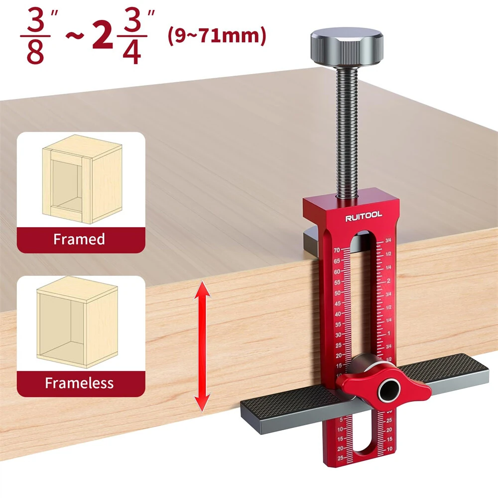 RUITOOL Cabinet Door Mounting Jig - Detachable Seat, Aluminium Alloy, Metric/Imperial Scale - Image 3