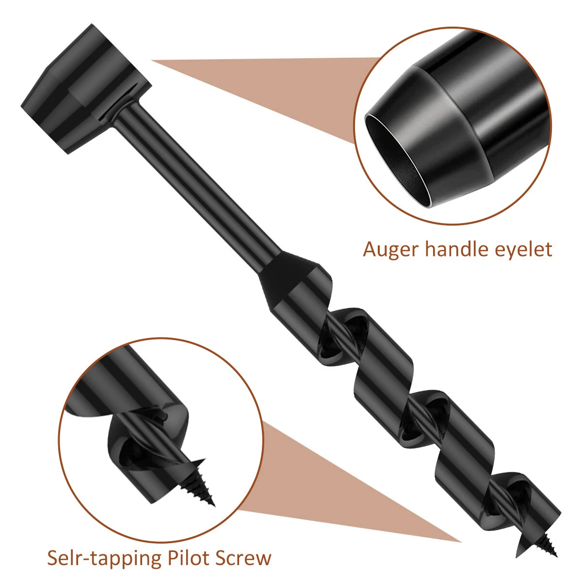 Carbon Steel Manual Auger Drill - Portable Hand Drill with 4 Size Bits | Survival Tool - Image 3