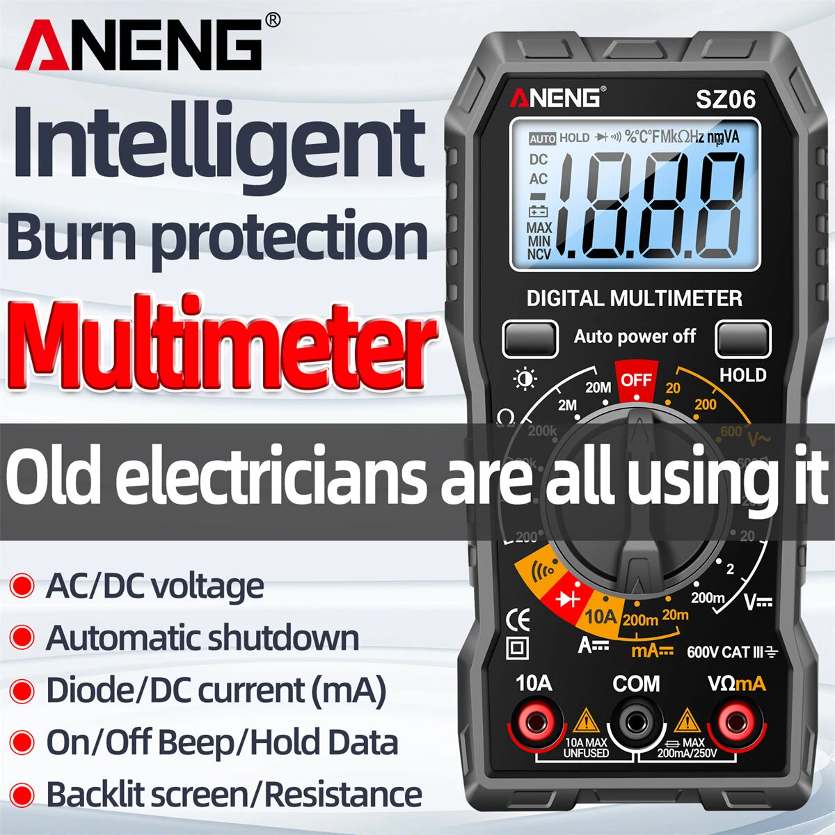 ANENG M113 True RMS Digital Multimeter - AC/DC Voltage Current Tester | Backlit LCD & Auto Shutdown - Image 3