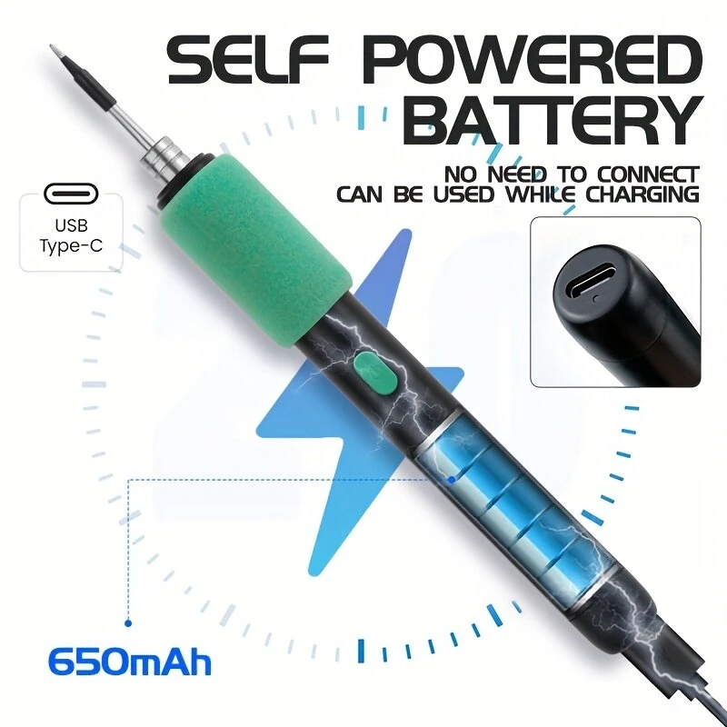Adjustable USB Soldering Iron Kit - 3 Tips for Repair & DIY | Rechargeable - Image 4