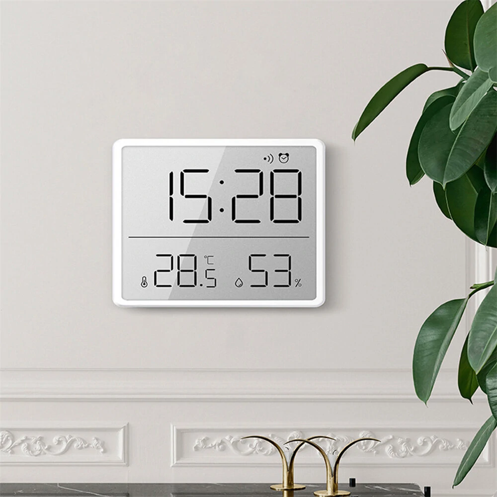 LCD Digital Alarm Clock - Large Display with Temperature Humidity Monitor | Portable Magnetic Design for Travel Desk Nightstand - Image 3