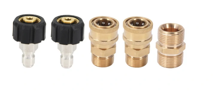 M22 15mm High Pressure Washer Adapter Kit - 5PCS Quick Connect Gun & Hose Set - Image 2