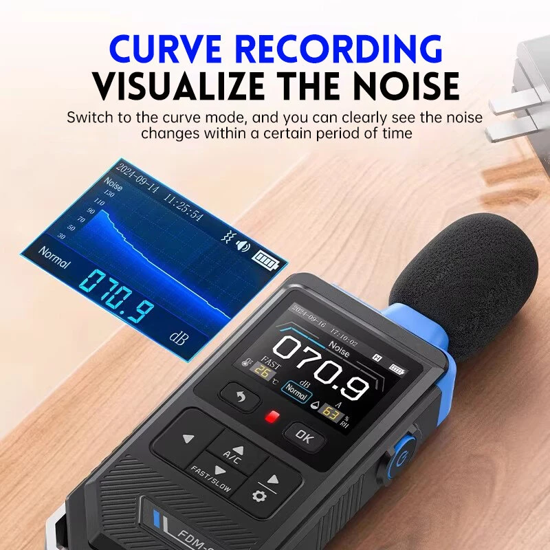 FNIRSI FDM02 Professional Noise Meter - 30dB to 130dB Range | A/C Weighting & Color Screen - Image 5