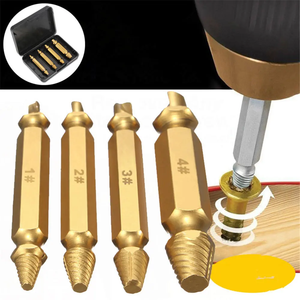 Damaged Screw Extractor Kit - 4pc Tool for Removing Stripped Metal Screws - Image 2
