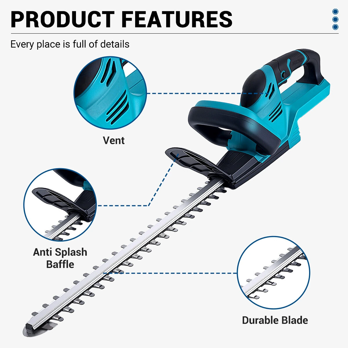 Drillpro 18V Cordless Hedge Trimmer - 510mm SK5 Blade | 2000W 15000 RPM - Image 5