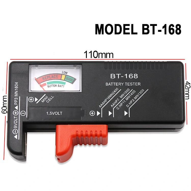 BT-168 Universal Battery Tester - AA AAA C D 9V Button Cell - Colour Coded Meter - Image 5