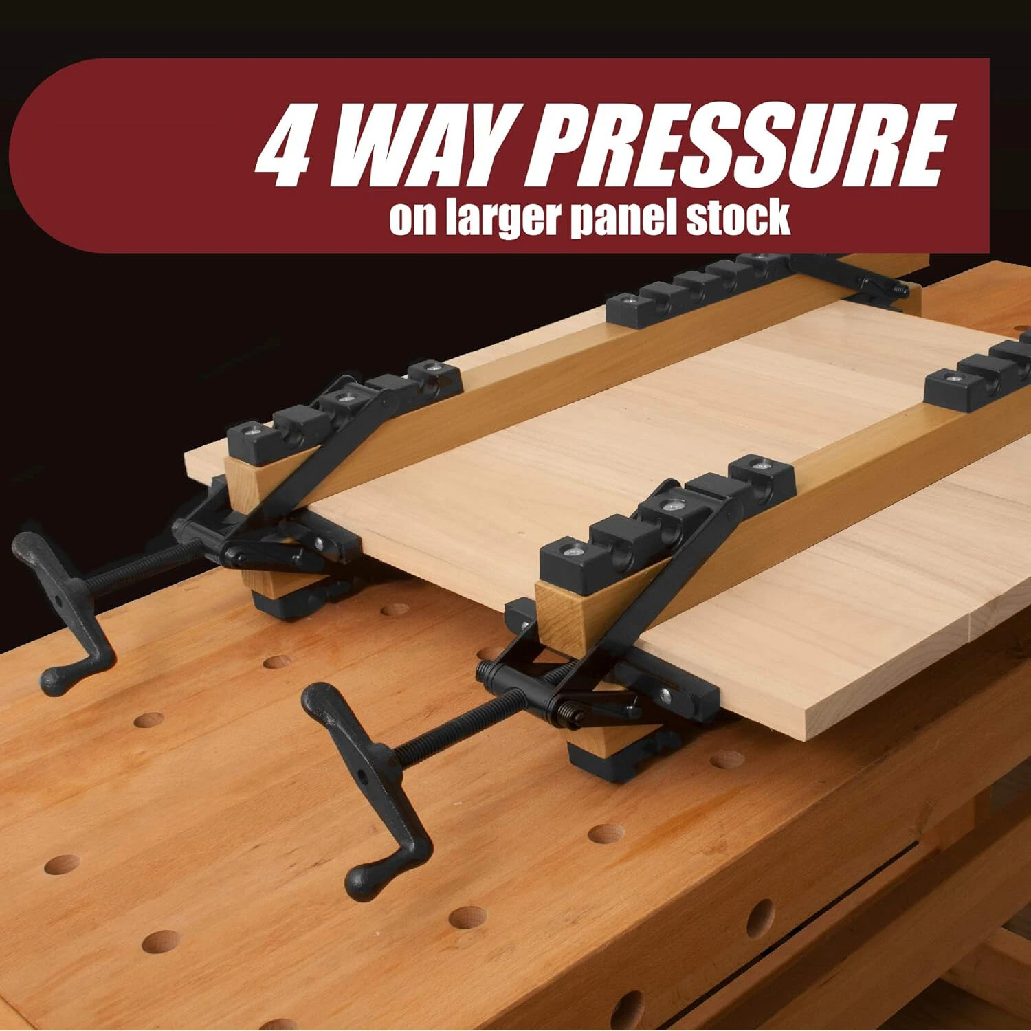 4-Way Pressure Clamp Kit - 1000 PSI Alloy Steel Panel Clamp System for Woodworking - Image 2