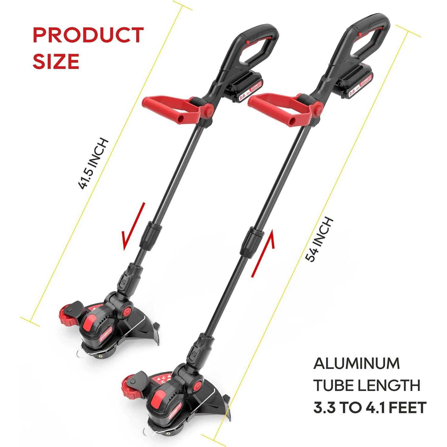 Ecomax 18V Cordless String Trimmer & Edger - 12 Weed Wacker with 2 Battery & Charger - Image 3