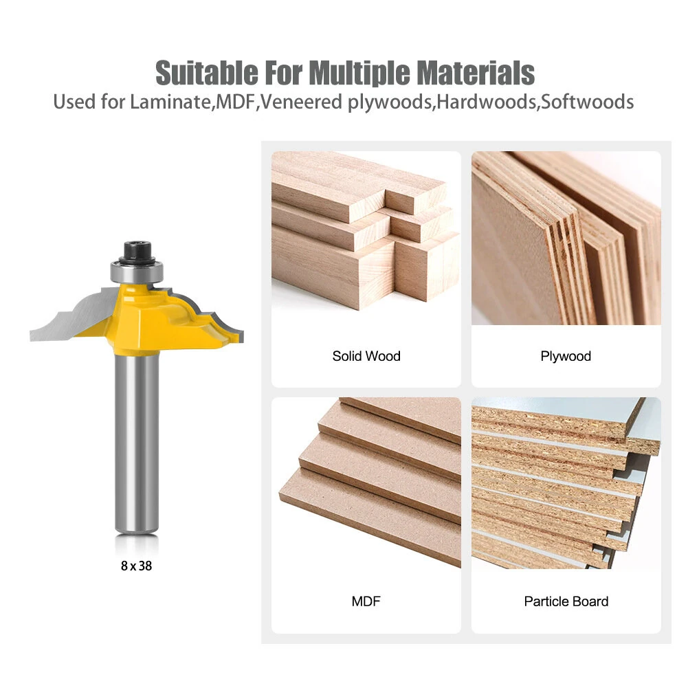 4PCS 8mm Shank Roman Ogee Router Bit Set | 25.4mm-50mm Cutting Diameter | Edge Forming & Molding - Image 3