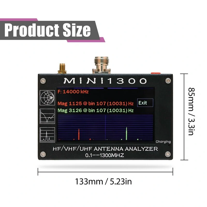 Mini1300 Antenna Analyzer | 0.1-1300MHz HF/VHF/UHF SWR Tester | 4.3 LCD with TF Card - Image 4