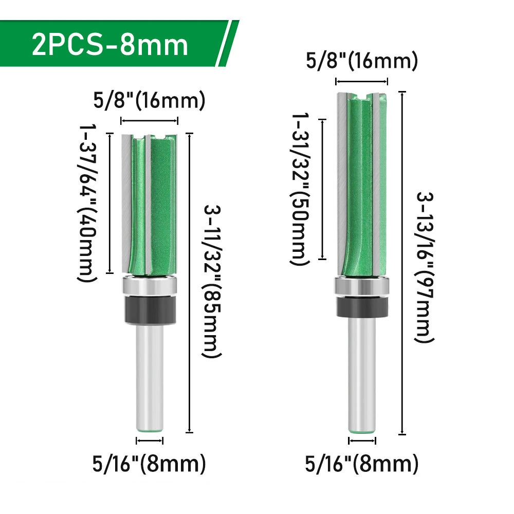 LAVIE 8mm & 12mm Straight Router Bit Set | 4-Flute Tungsten Carbide | CNC Woodworking Tools - Image 3