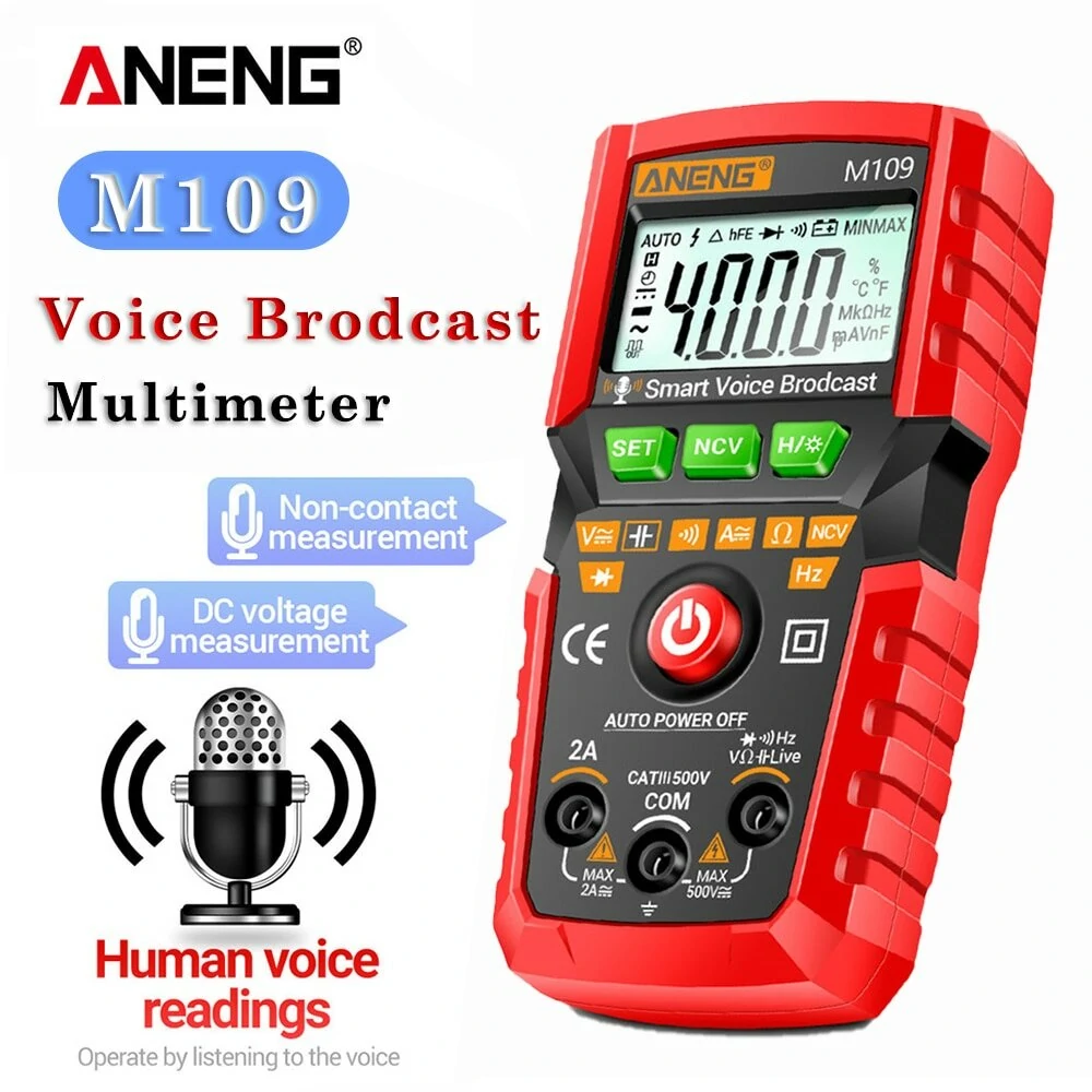 ANENG M109 Digital Multimeter | 4000 Count AC/DC | Voice Broadcast Auto-Ranging - Image 5