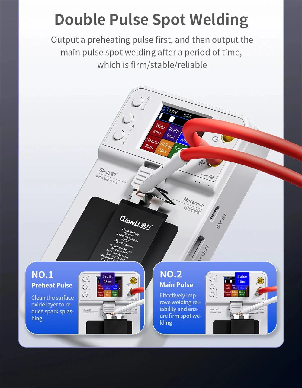 QianLi Macaroon Spot Welding Machine | Color Screen | Double Pulse Support - Image 2