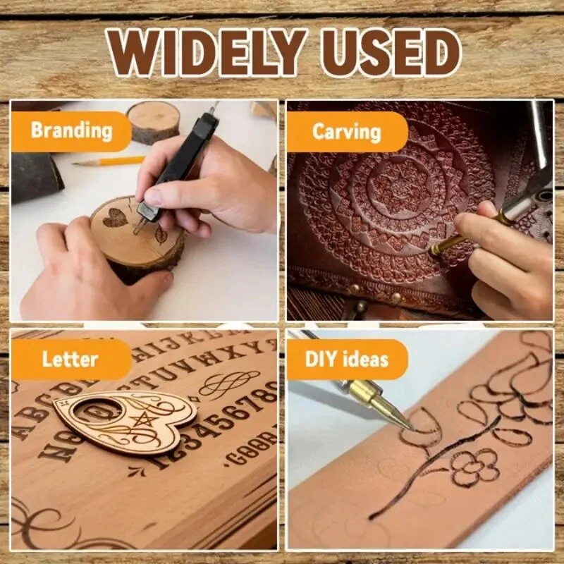 DIY Wood Burning Kit with 26 Letter Stencils & Copper Molds | Pyrography Pen & Soldering Iron Tool - Image 5