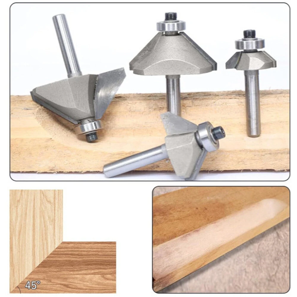 4PCS 45 Degree Chamfer Router Bit Set - 1/4 Shank Carbide Tipped - Woodworking Tool - Image 5