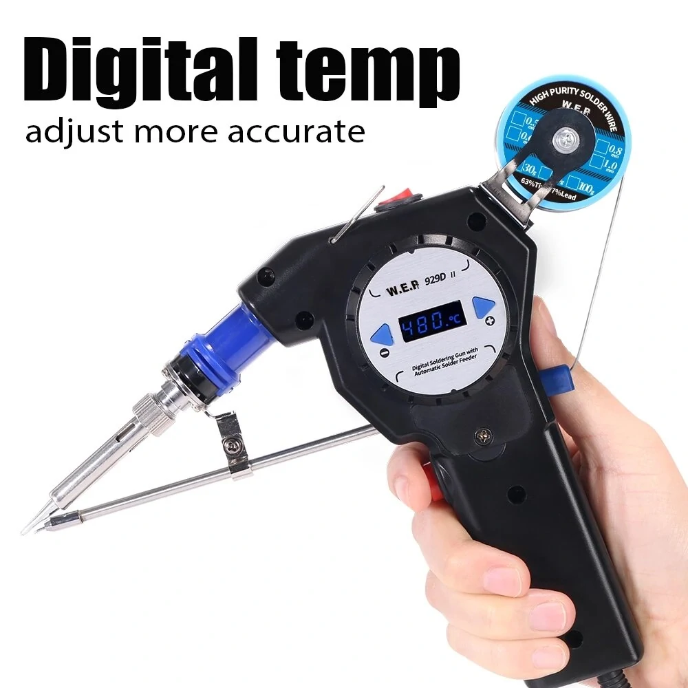 WEP 929D-II Digital Display Soldering Iron | One-Hand Operation & Auto Feed - Image 4