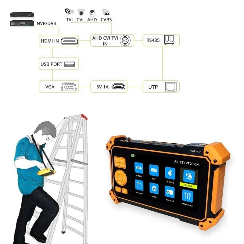 HD-3200C 8MP AHD CCTV Tester - Mini Monitor for POE & Surveillance Camera - Image 3