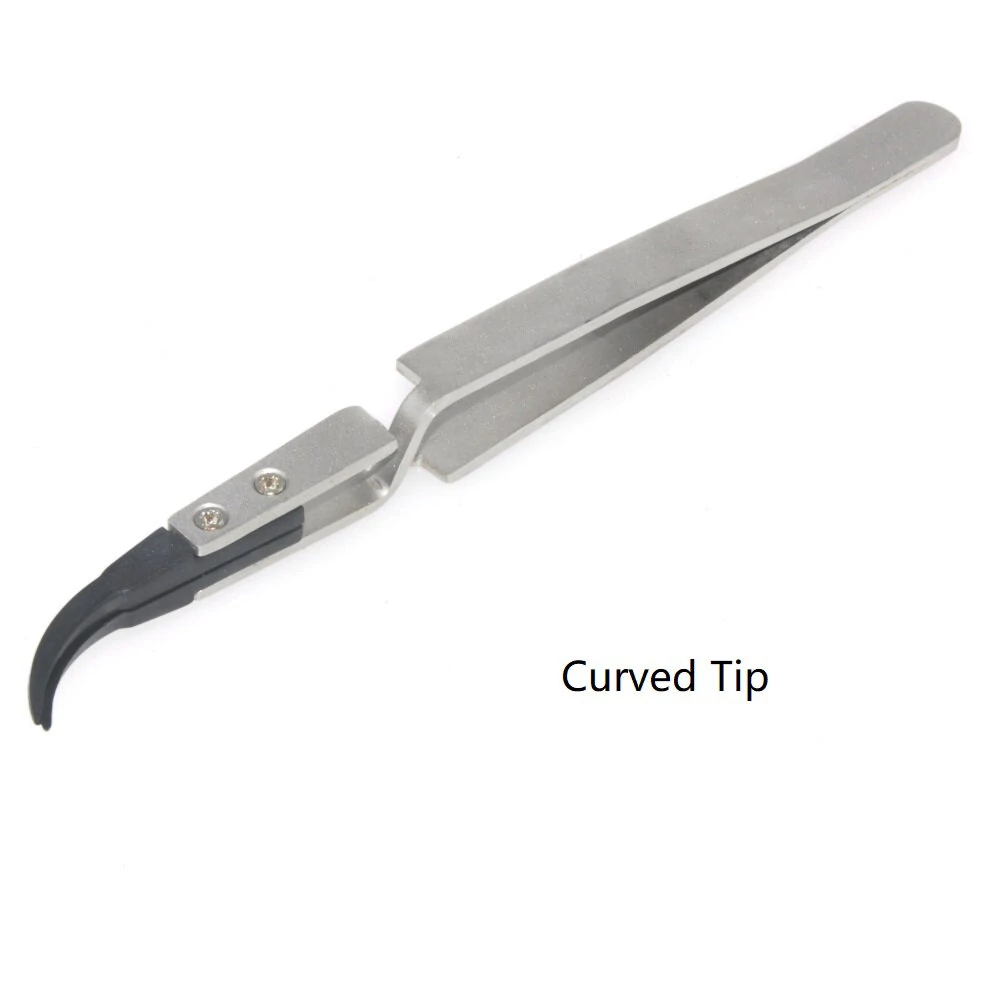 ESPLB Silver-Black Reverse Tweezers - 5PCS Set with Plastic Tips - Stainless Steel - Image 5