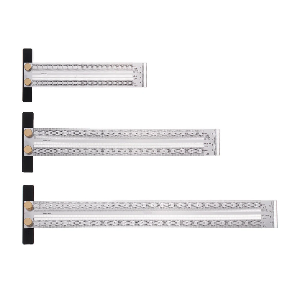 Drillpro Stainless Steel Precision Marking Ruler | 200/300/400mm T Ruler & Scriber - Image 2