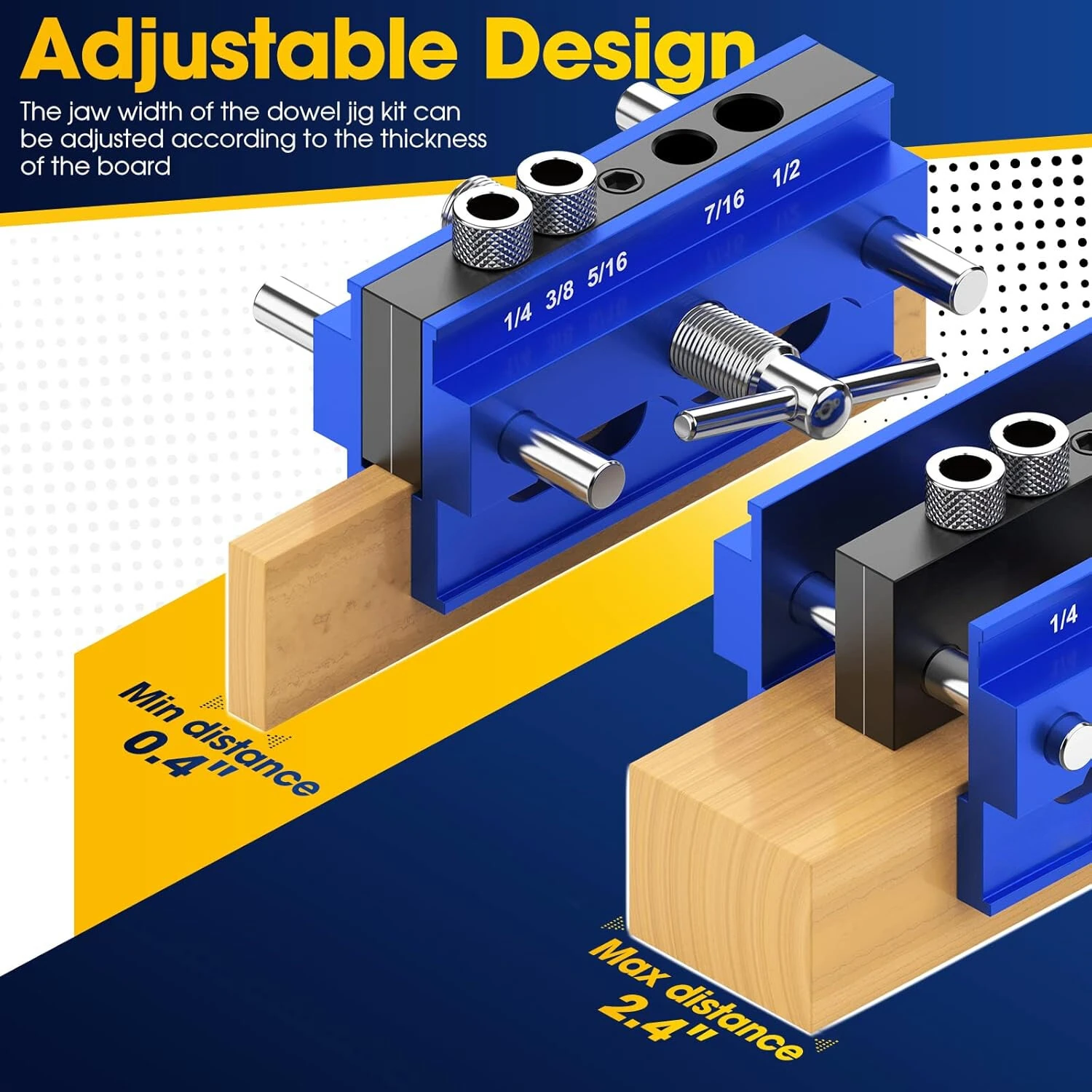 Self-Centering Doweling Jig Kit | 6 Drill Guide Bushings | Metric & Imperial Scale - Image 5