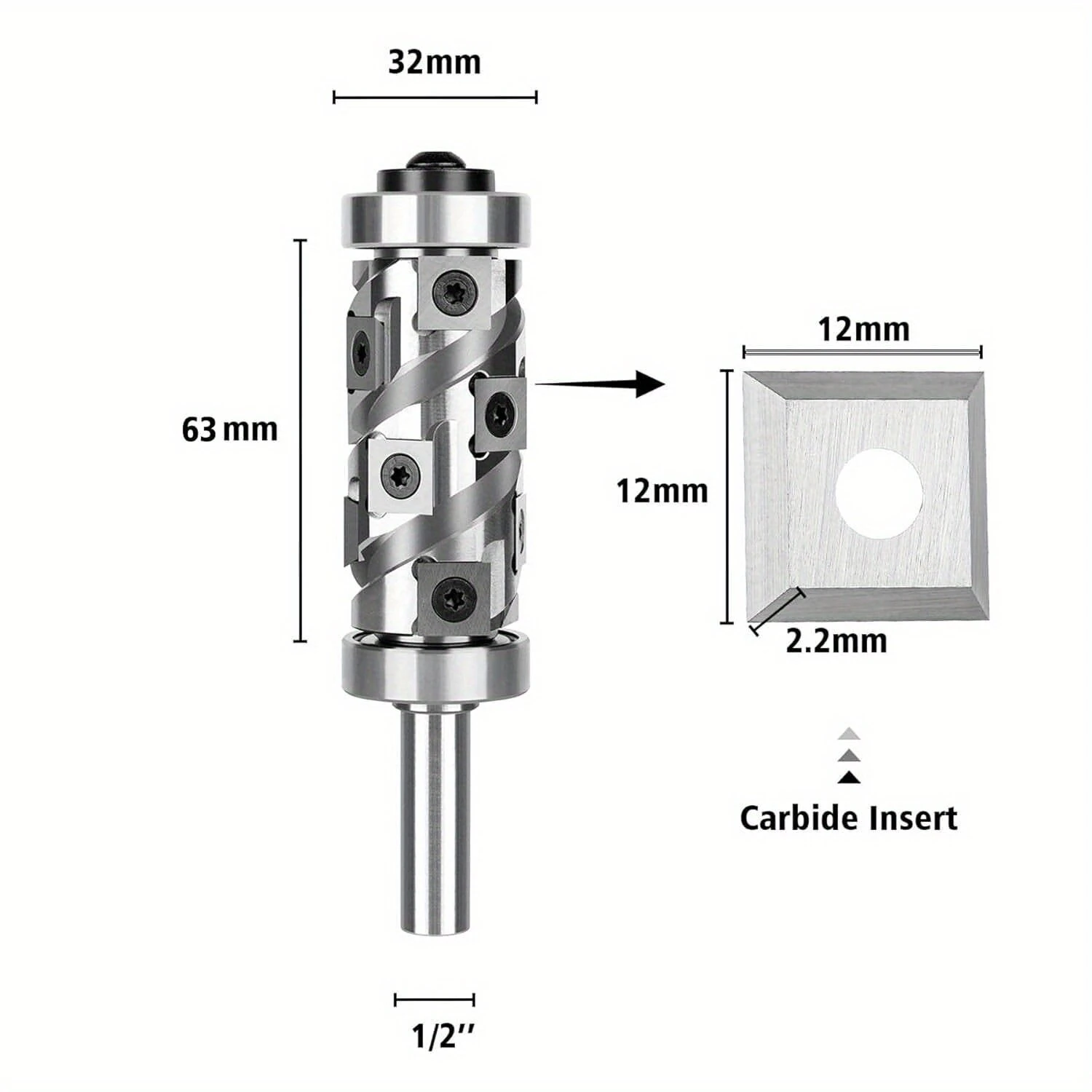 Top & Bottom Bearing Flush Trim Router Bit | 1/2 Shank | 12 PCS Carbide Inserts - Image 2