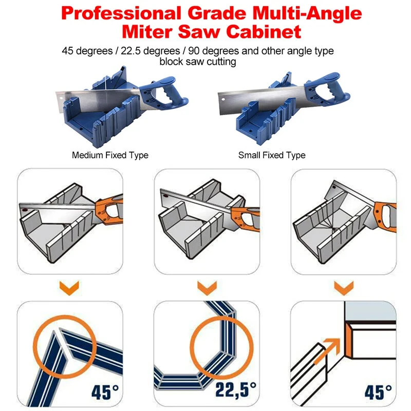 Wood Cutting Clamping Miter Box - 22.5/45/90 Degree Saw Guide & Angle Jig Kit - Image 2