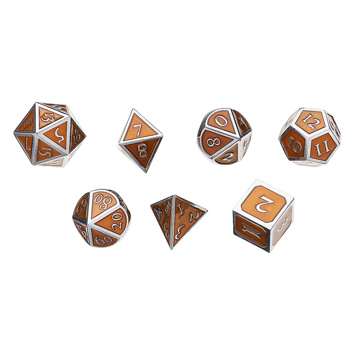 Copper Antique Metal Polyhedral Dice Set - 7Pcs with Bag for D&D - Image 3