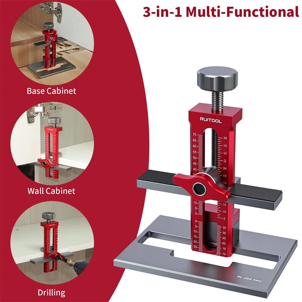 RUITOOL Cabinet Door Mounting Jig - Detachable Seat, Aluminium Alloy, Metric/Imperial Scale - Image 4