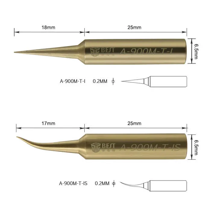 BES-A-900M-T I+IS Lead Free Soldering Iron Tips - 2PCS High Quality Fly Line - Image 3