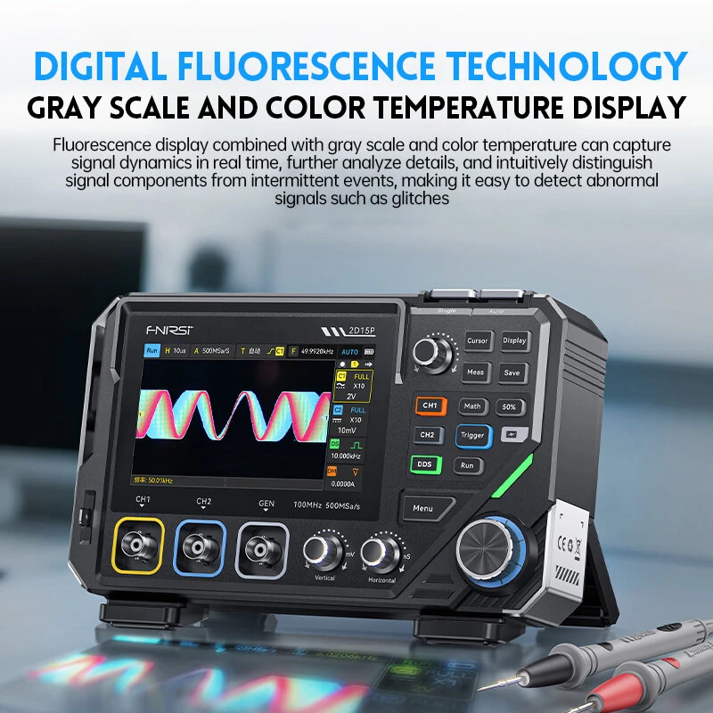 FNIRSI 2D15P Oscilloscope | 2CH 100MHz 500MSa/s | Signal Generator & Multimeter - Image 3