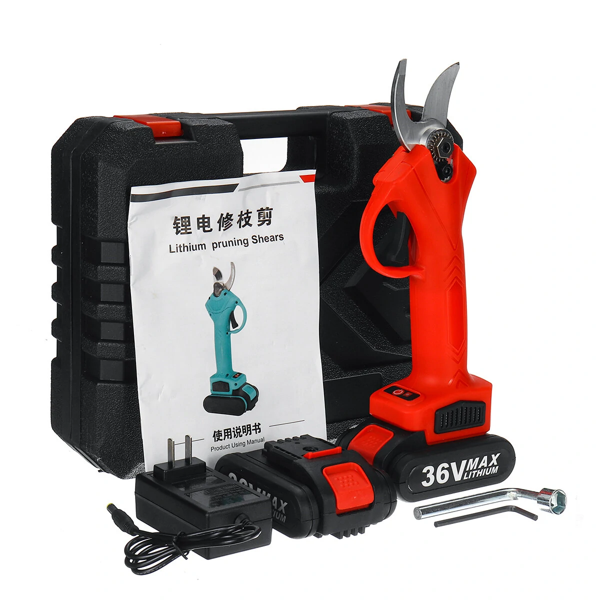 36V Cordless Electric Pruning Shears | 13000mAh Rechargeable Branch Cutter with Tool Box - Image 2