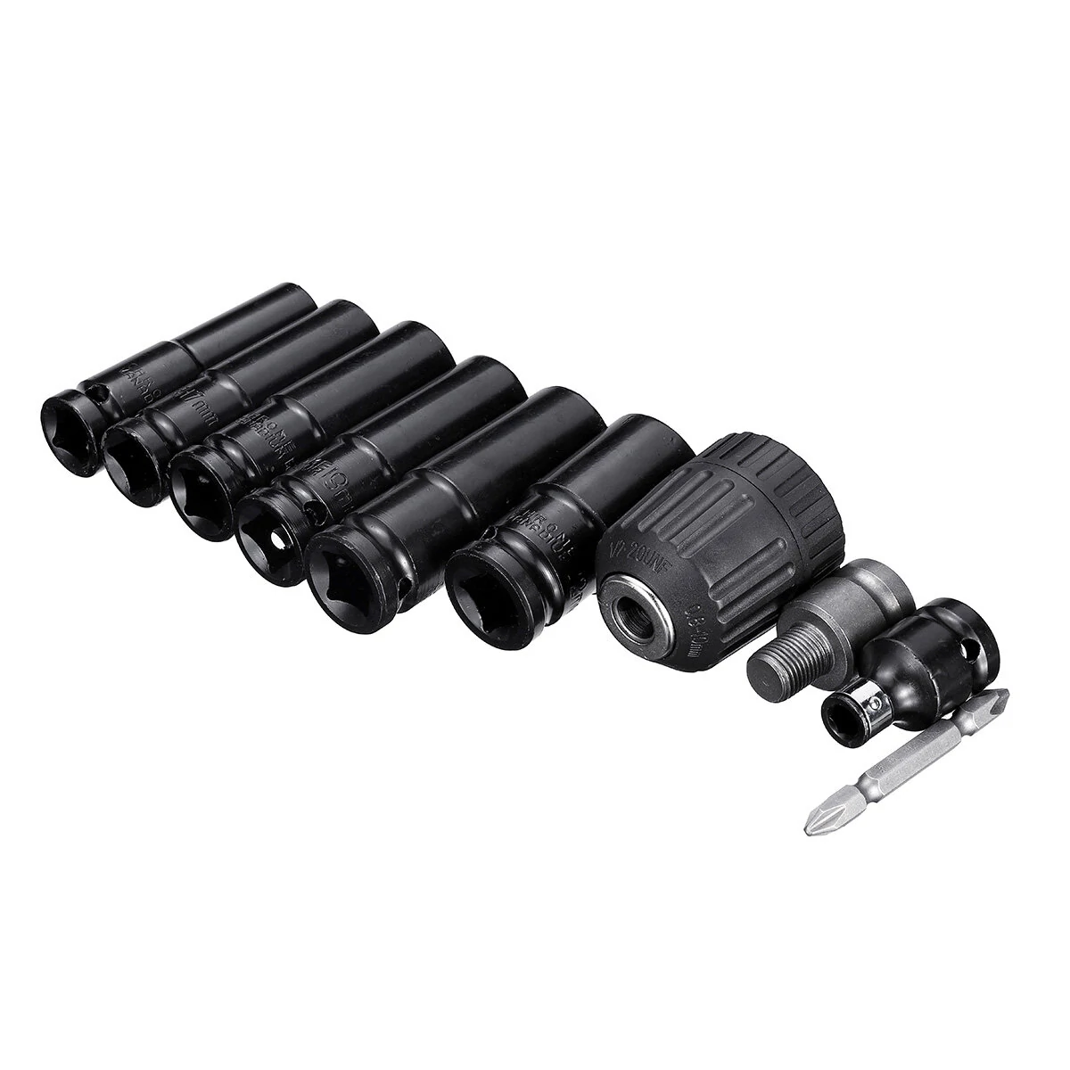 HILDA 10pc 1/2 Impact Socket Wrench Set | Metric Drill Chuck Adapter - Image 4
