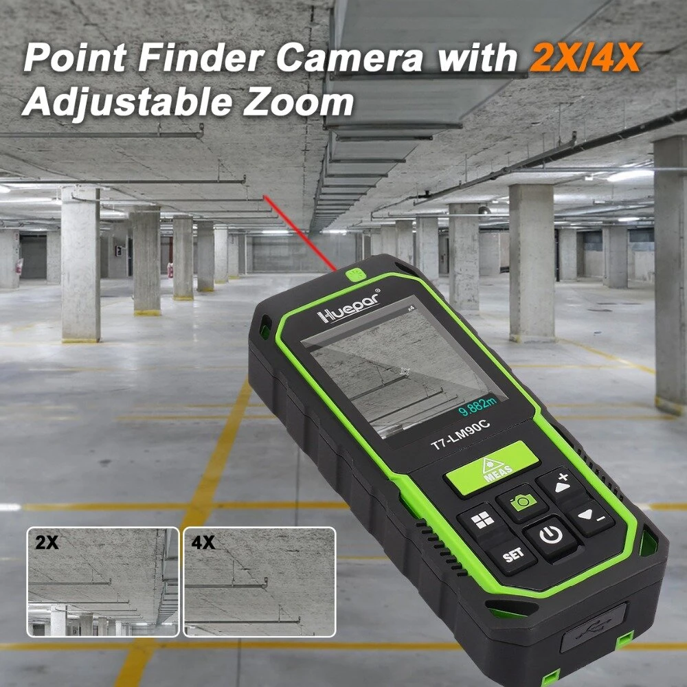 Huepar T7-LM90C Laser Distance Meter with Camera | 2X/4X Zoom & Rechargeable - Image 3