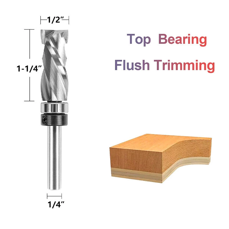Whiteside Router Bits 1/4 Inch Shank Spiral Flush Trim Bit | 1/2 Inch Cutting Diameter - Image 2