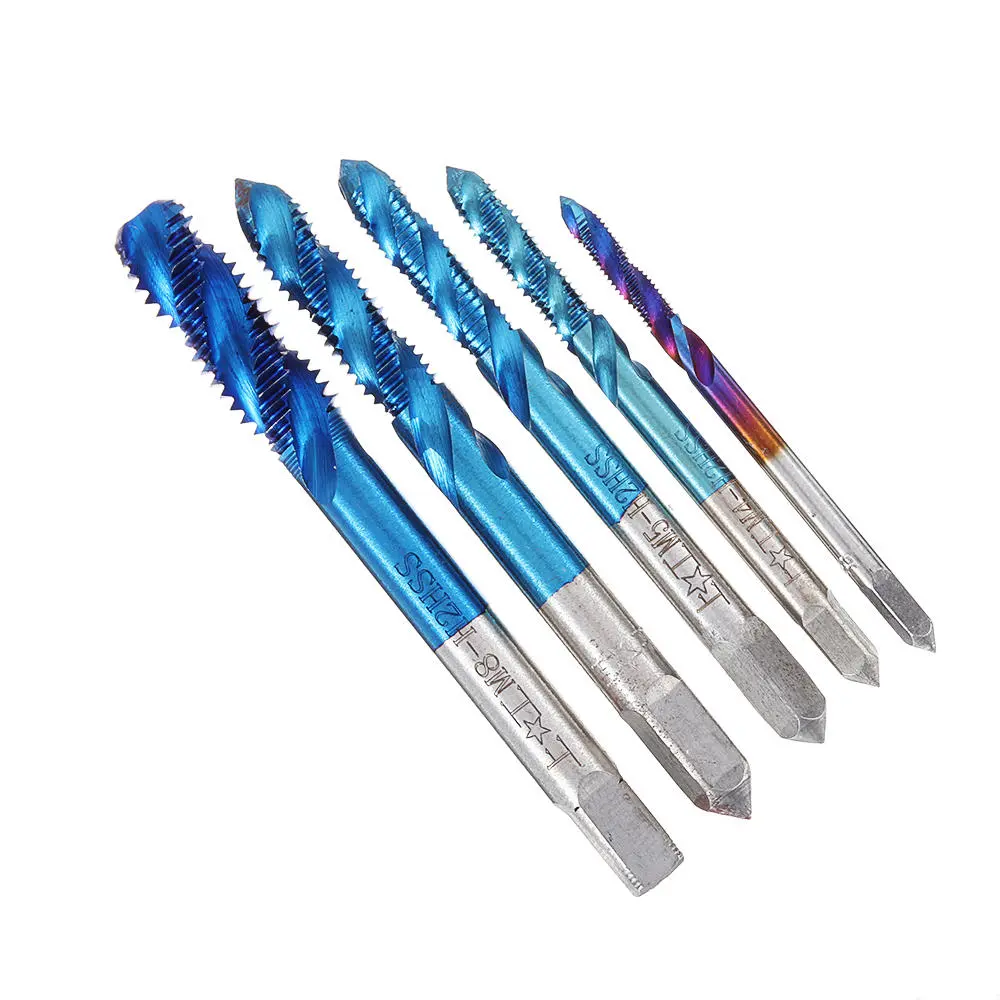 Drillpro M3-M8 Spiral Thread Screw Tap Set | Blue Nano Coated Machine Drill Bits - Image 3