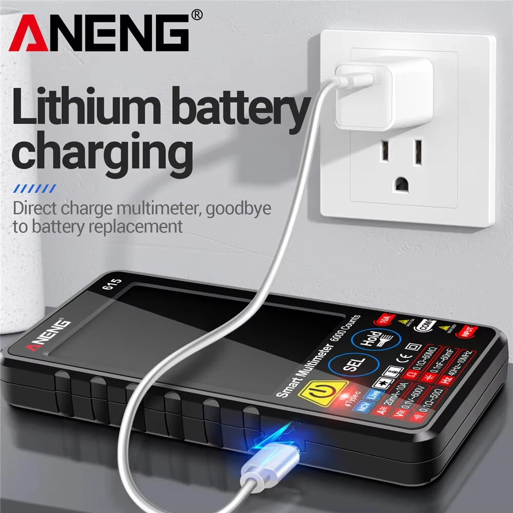 Aneng 615 Smart Multimeter | 6000 Counts, Touchscreen, Rechargeable - Image 4