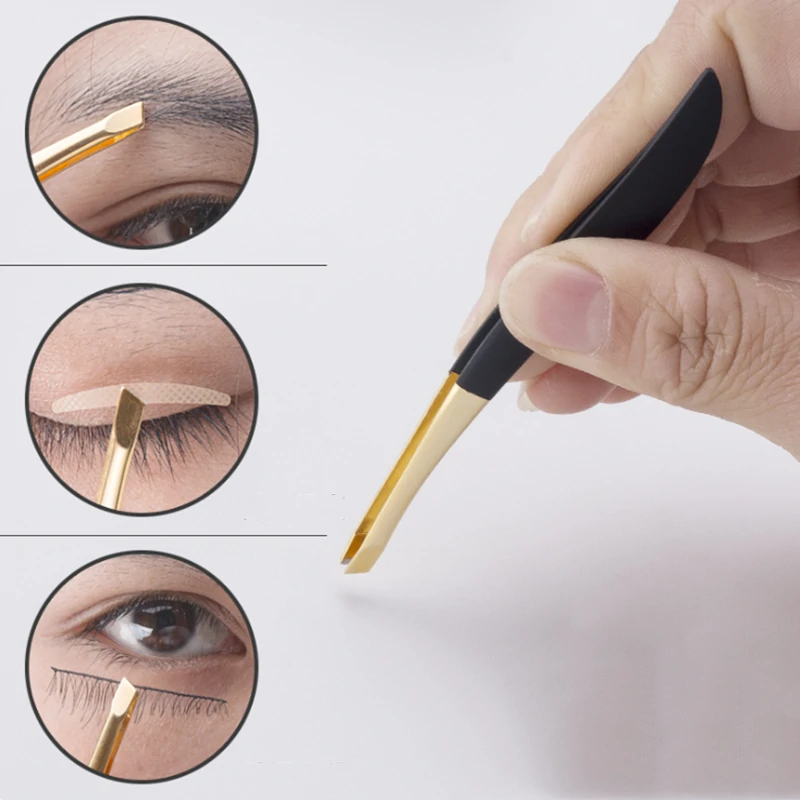 Golden Head Slanted Eyebrow Tweezer - Stainless Steel Hair Removal & Makeup Tool - Image 4